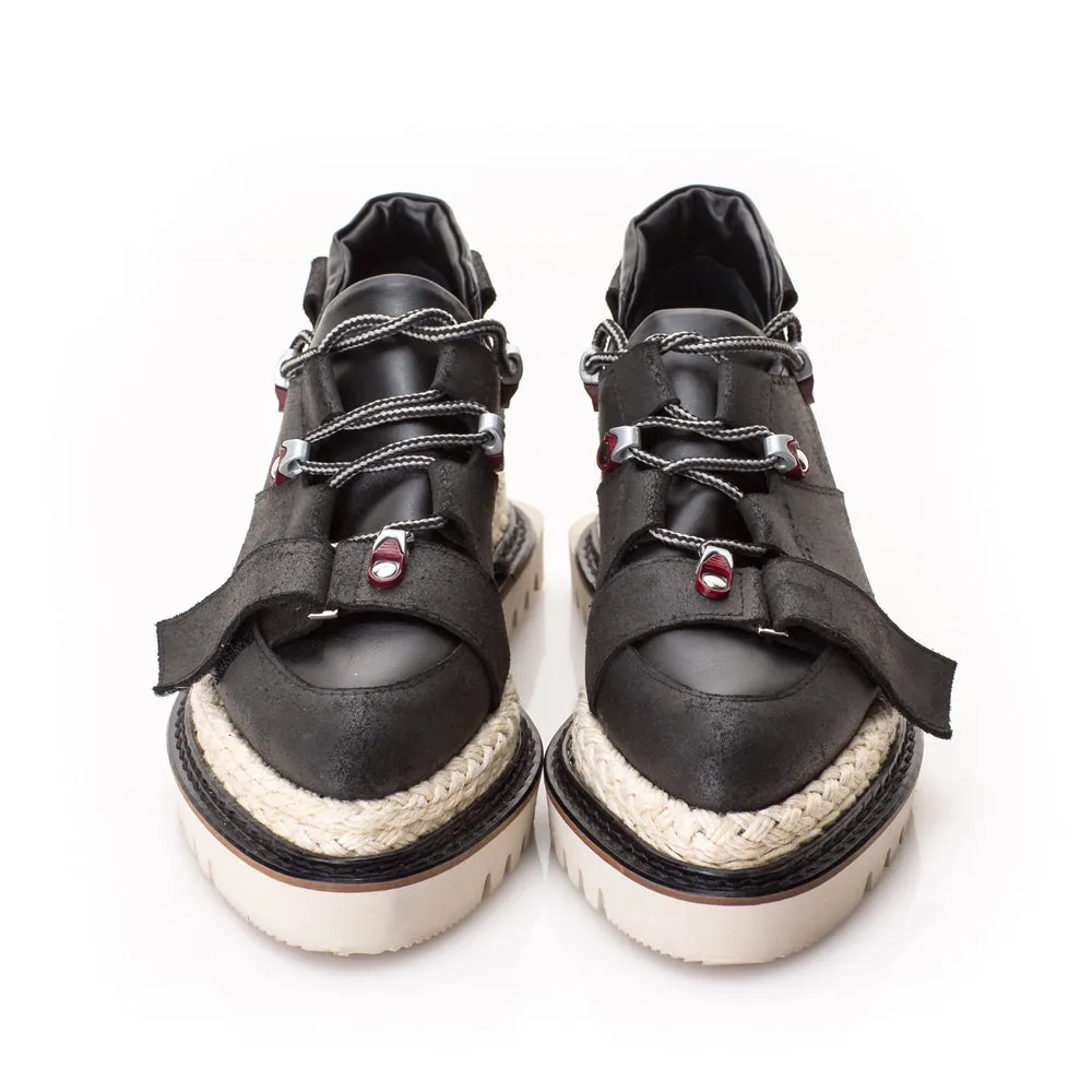SHR Don't Blame Me flat platform black leather shoes