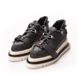 SHR Don't Blame Me flat platform black leather shoes