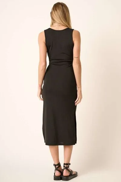 Side Slit Wide Strap Midi Tank Dress