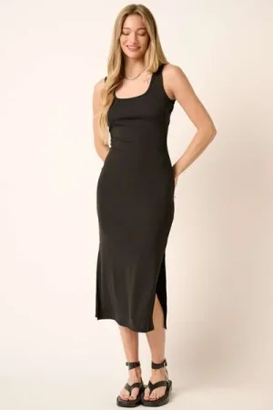 Side Slit Wide Strap Midi Tank Dress