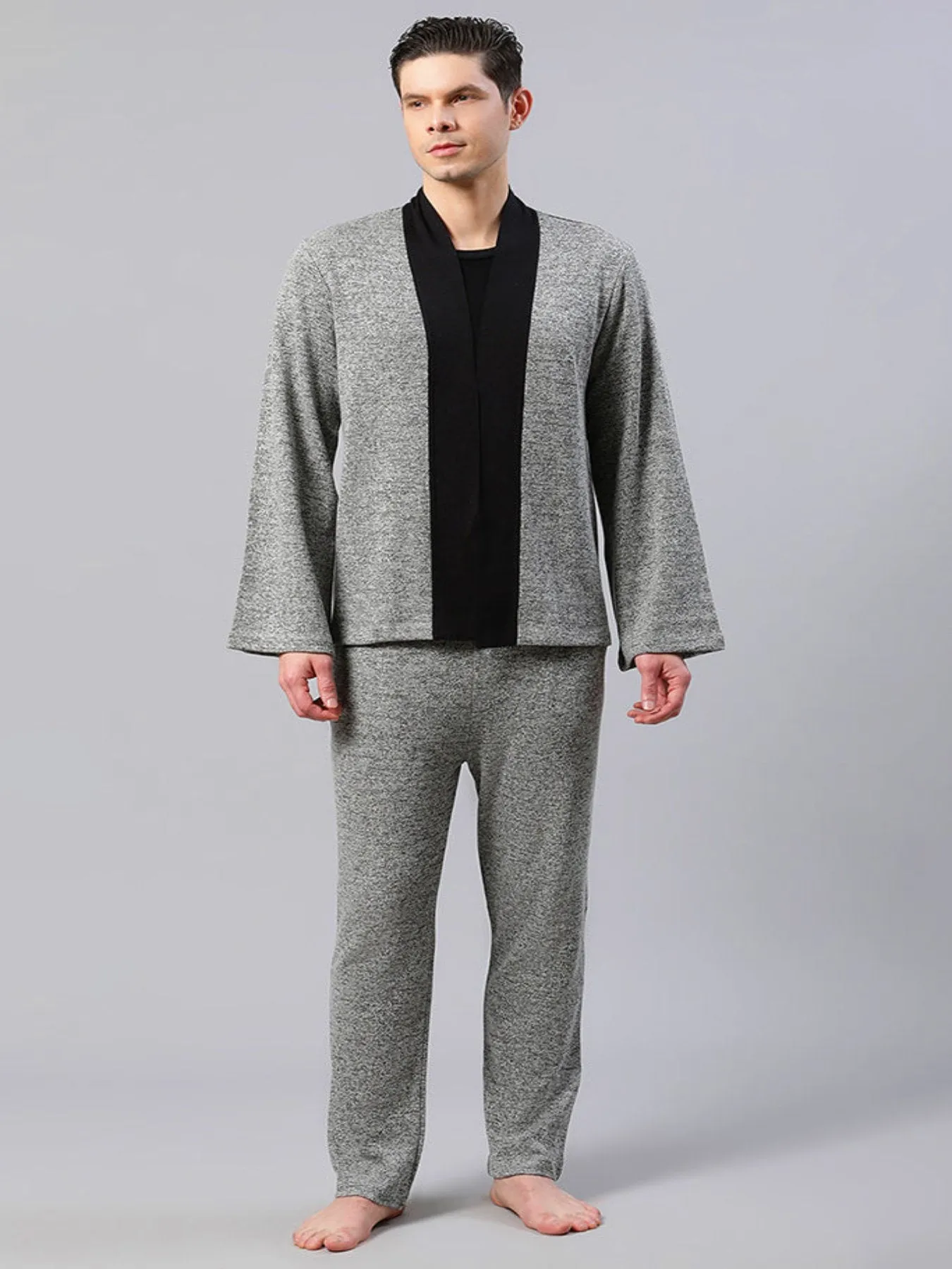 Smokey Grey Solid Co-ord Set With Pants
