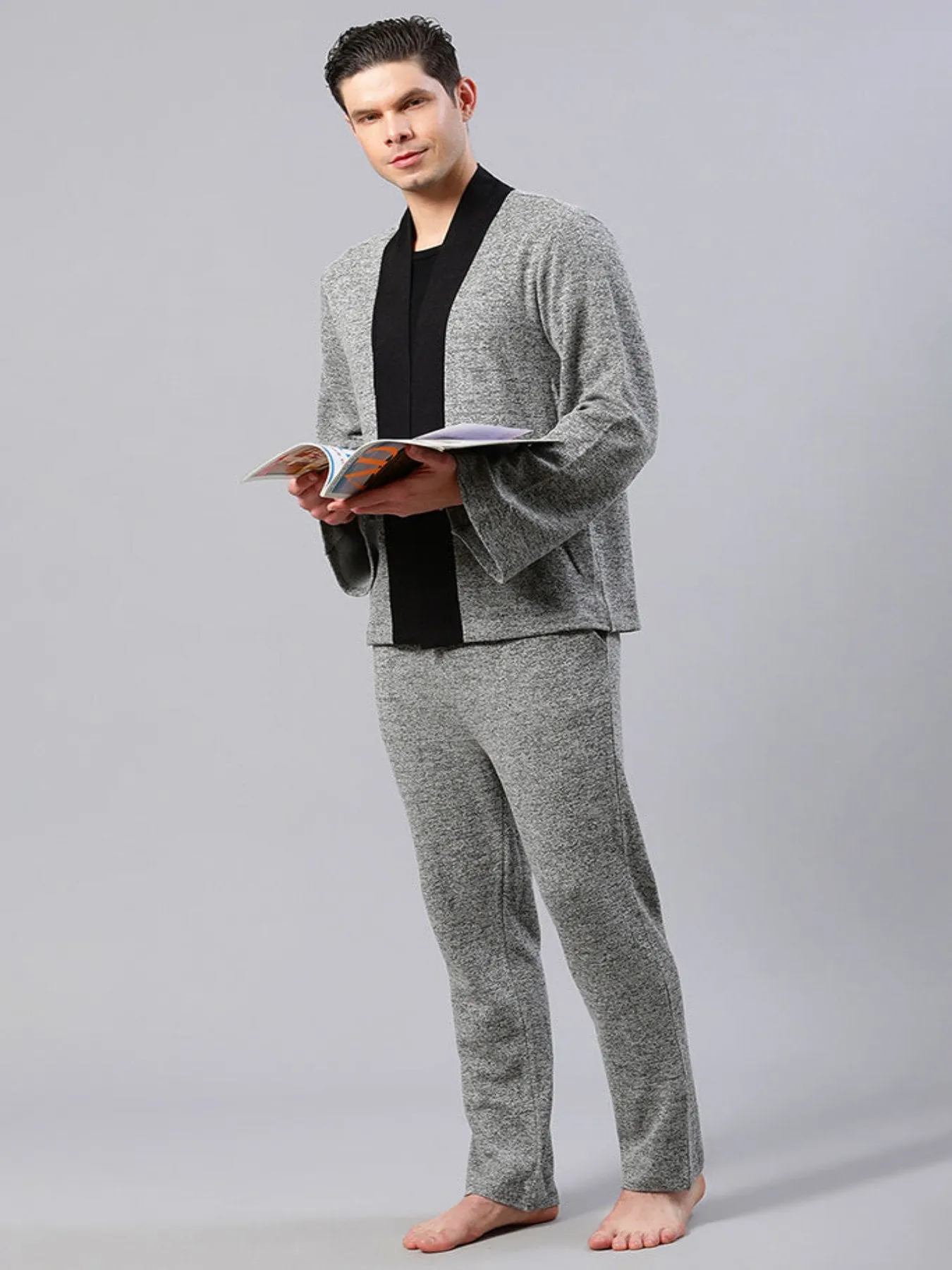 Smokey Grey Solid Co-ord Set With Pants