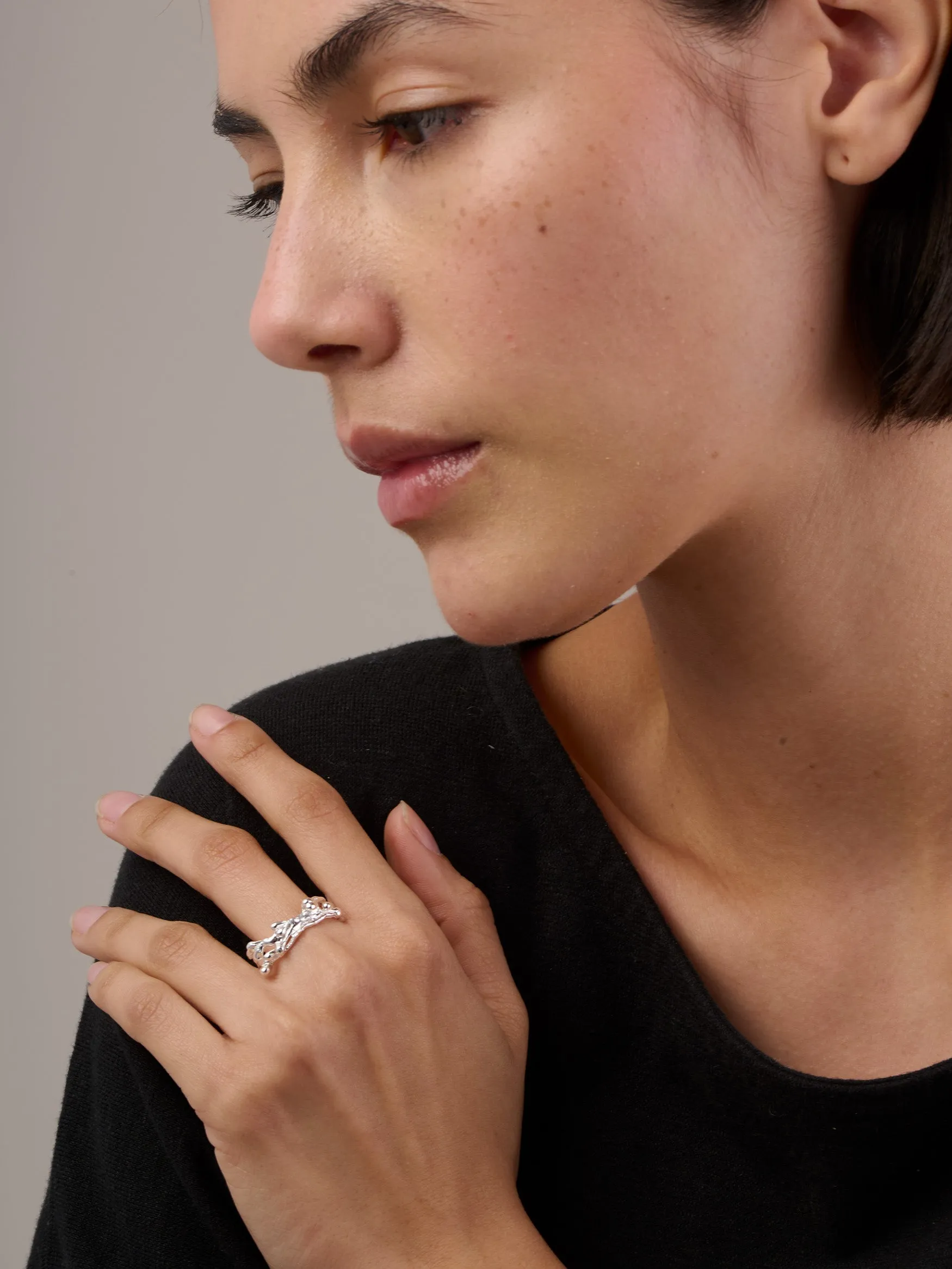Sterling Silver Molten Ring