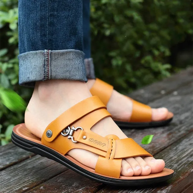 SunGlide™ -Men's Open-Toed Leather Beach Sandals