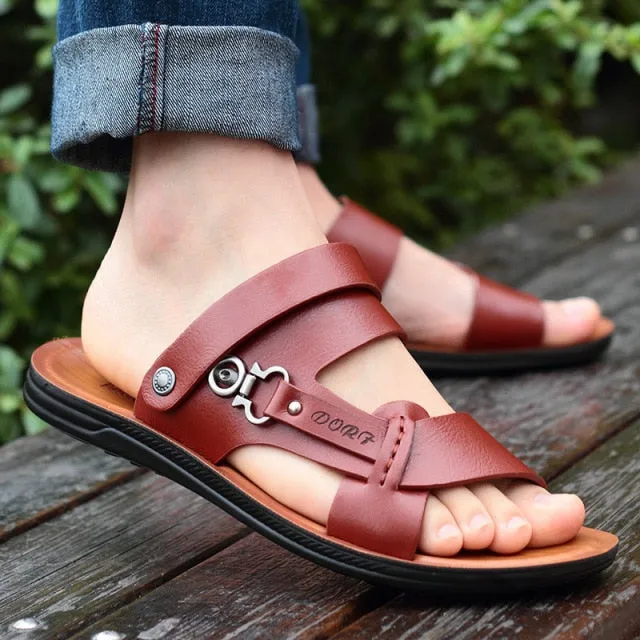 SunGlide™ -Men's Open-Toed Leather Beach Sandals