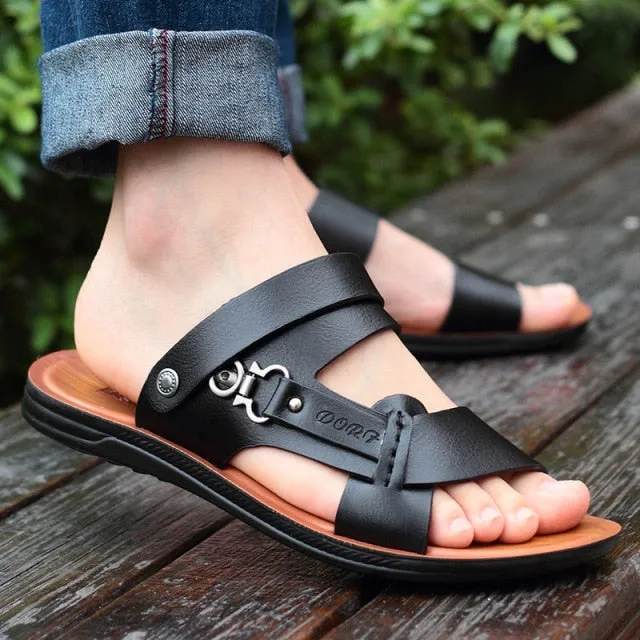 SunGlide™ -Men's Open-Toed Leather Beach Sandals