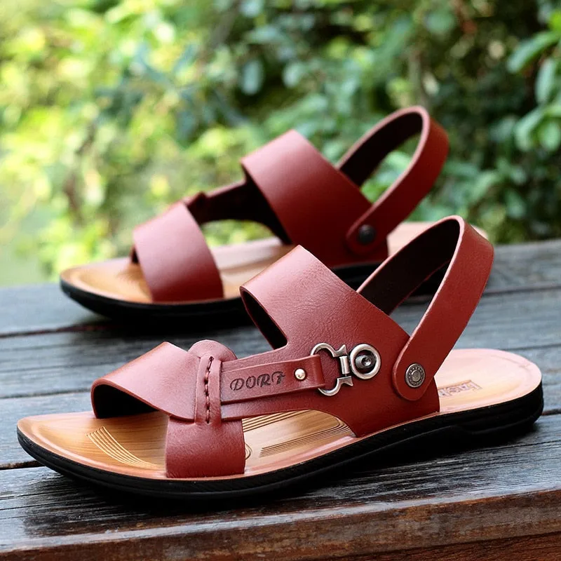 SunGlide™ -Men's Open-Toed Leather Beach Sandals