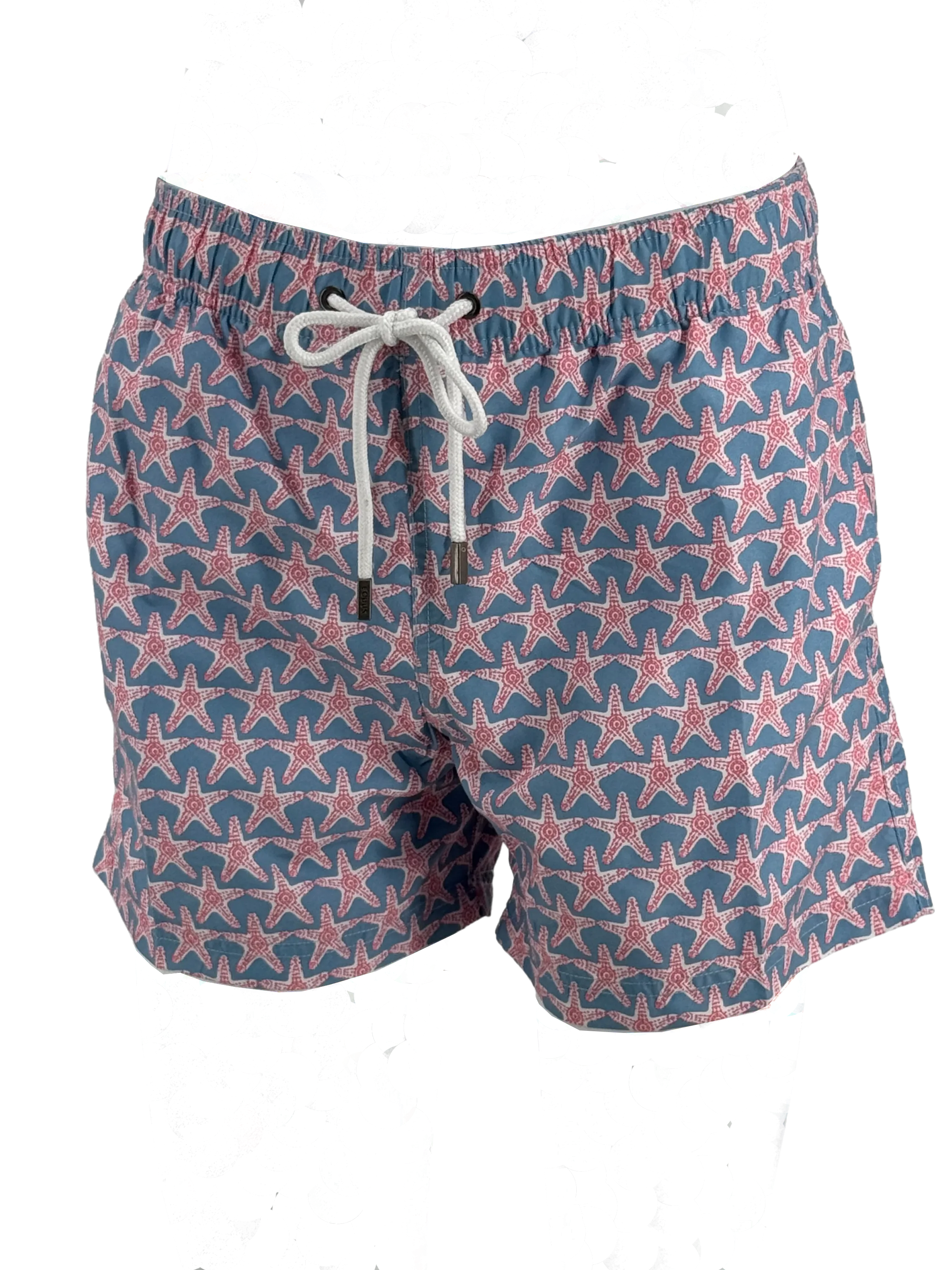 SWS25003 100% Polyester Men's Swim Shirts in Purple and Coral Print