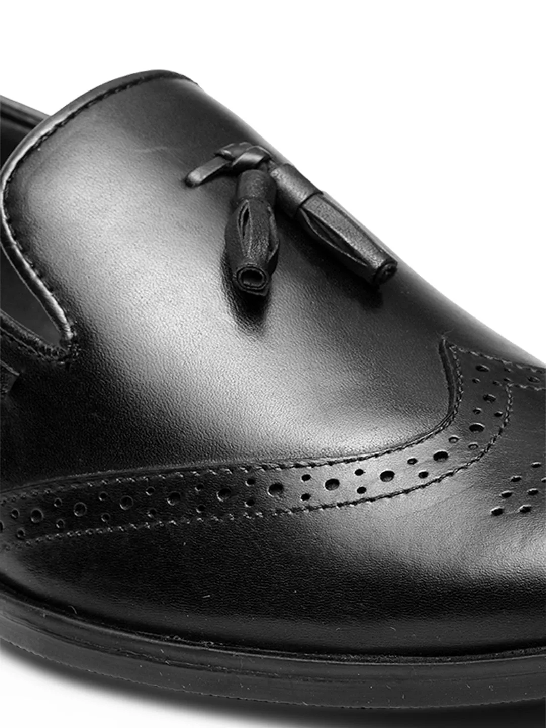 Teakwood Leathers Panelled Formal Slip-Ons Moccasin with Tassel Accent