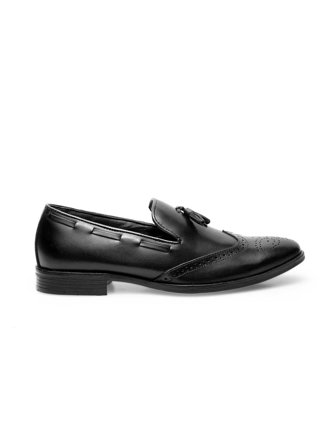 Teakwood Leathers Panelled Formal Slip-Ons Moccasin with Tassel Accent