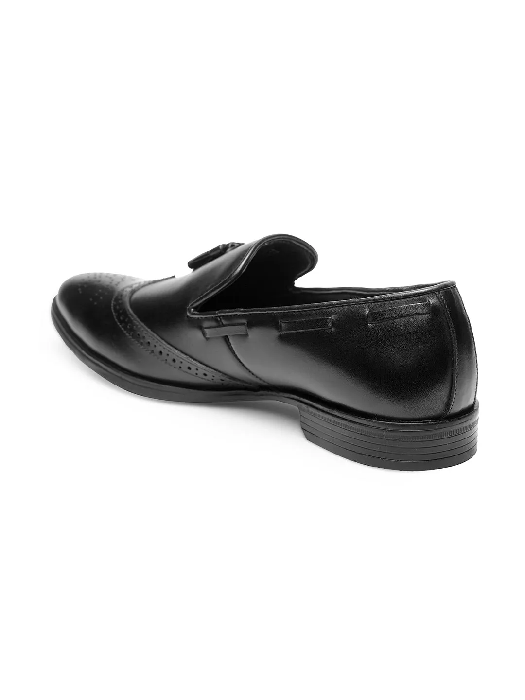 Teakwood Leathers Panelled Formal Slip-Ons Moccasin with Tassel Accent