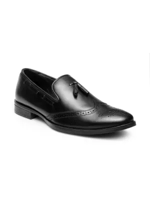Teakwood Leathers Panelled Formal Slip-Ons Moccasin with Tassel Accent