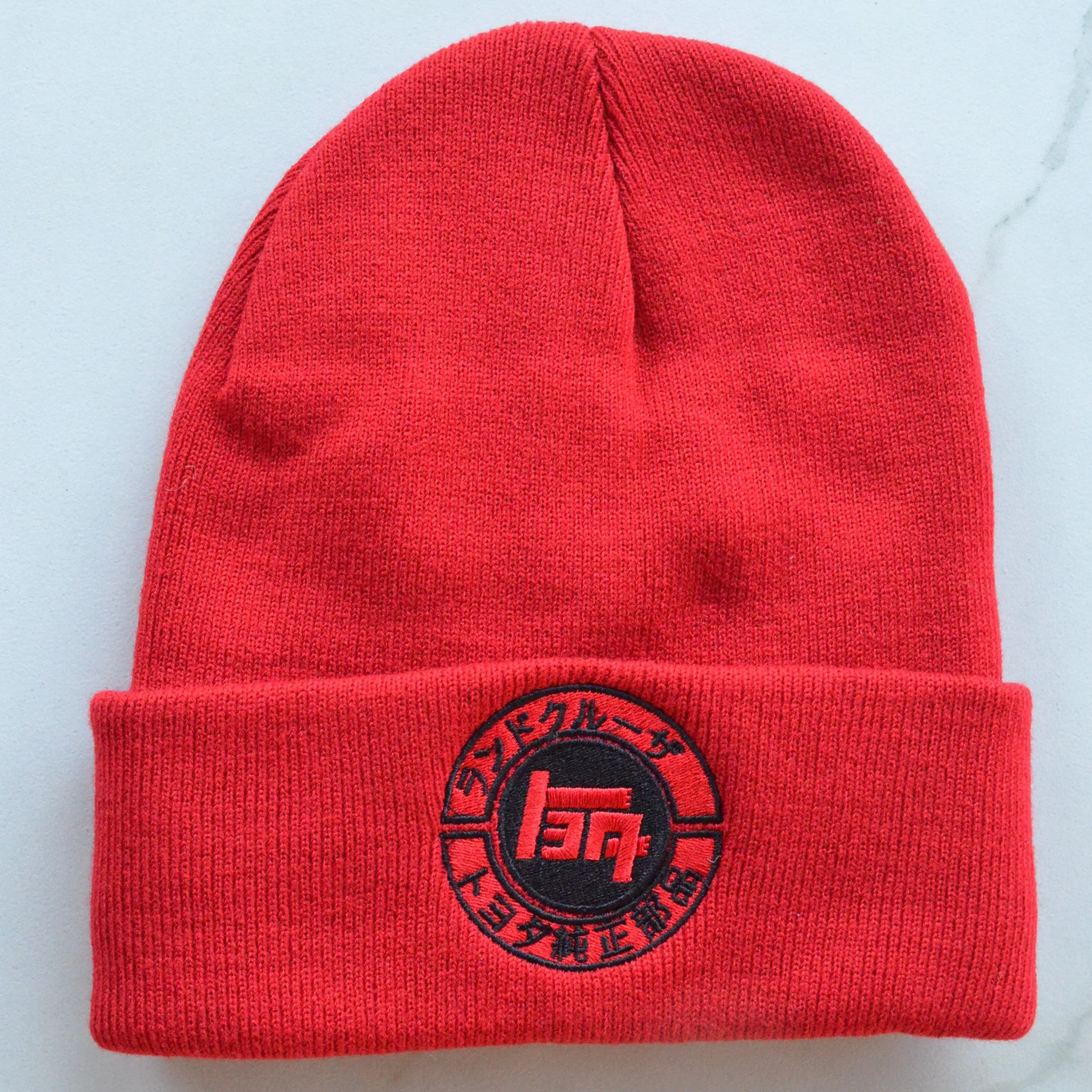TEQ Katakana Toyota Knitted Embroidered Knit Beanie Toboggan Winter Hat