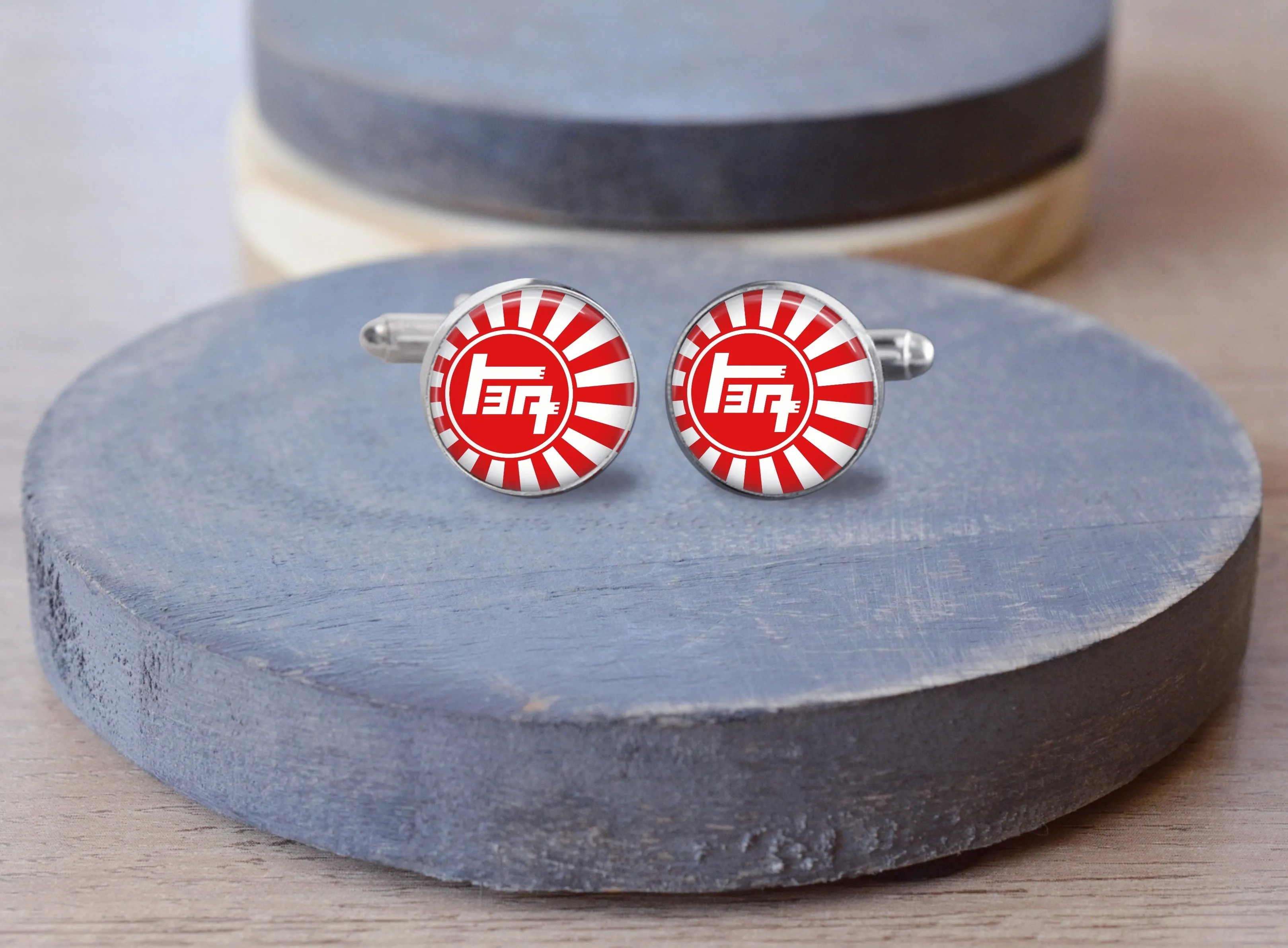 TEQ Toyota Rising Sun Stainless Steel Cuff Mens Links - Reefmonkey