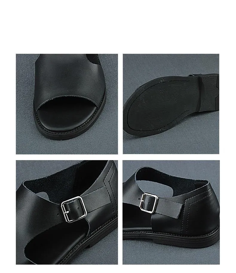 TriumphTrek™ -   Men's Genuine Leather Slip-On Sandals