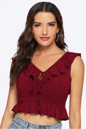 V-Neck with Frill Accent