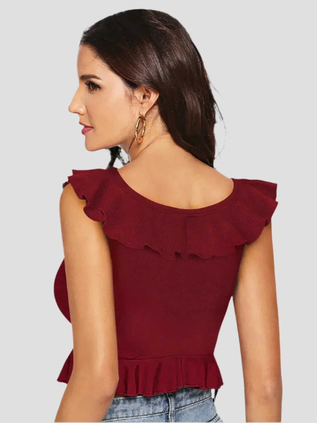 V-Neck with Frill Accent