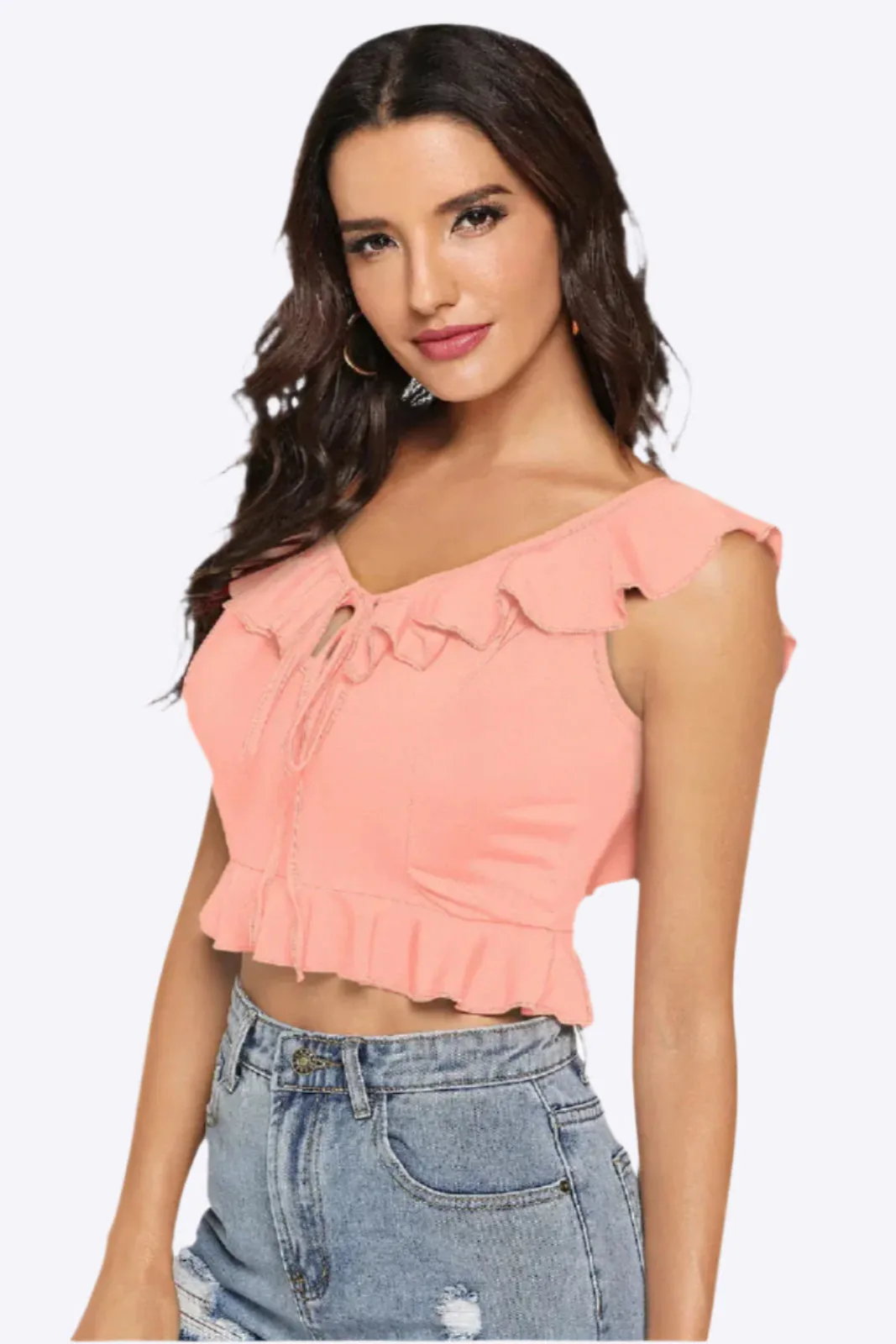 V-Neck with Frill Accent