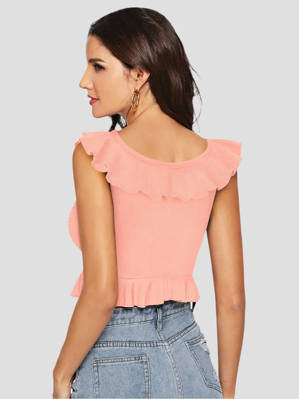 V-Neck with Frill Accent