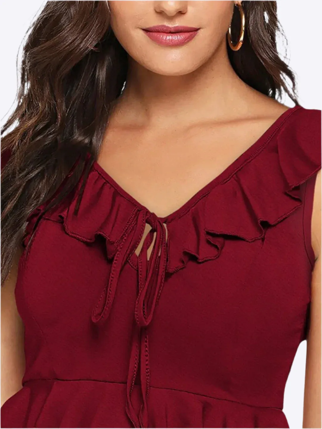 V-Neck with Frill Accent