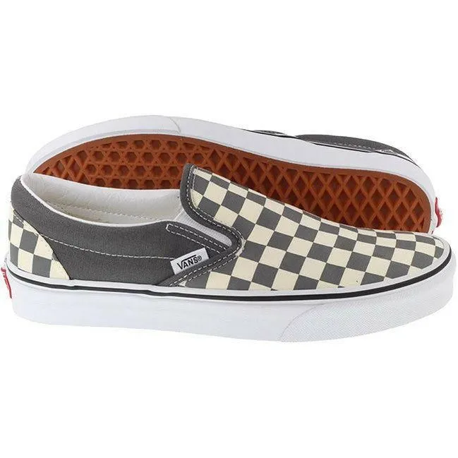 Vans Trainers Mens Classic Slip On Checkerboard Pewter White