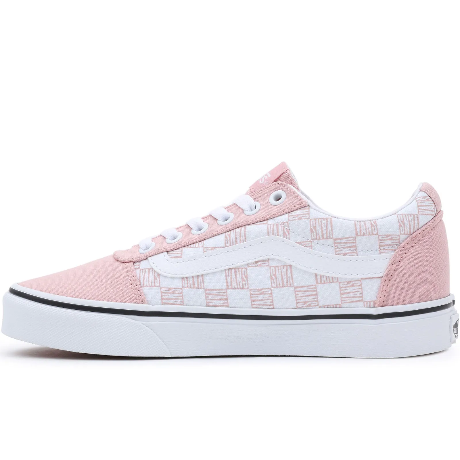 Vans Womens Ward Canvas Low Rise Check Trainers  - White/Pink
