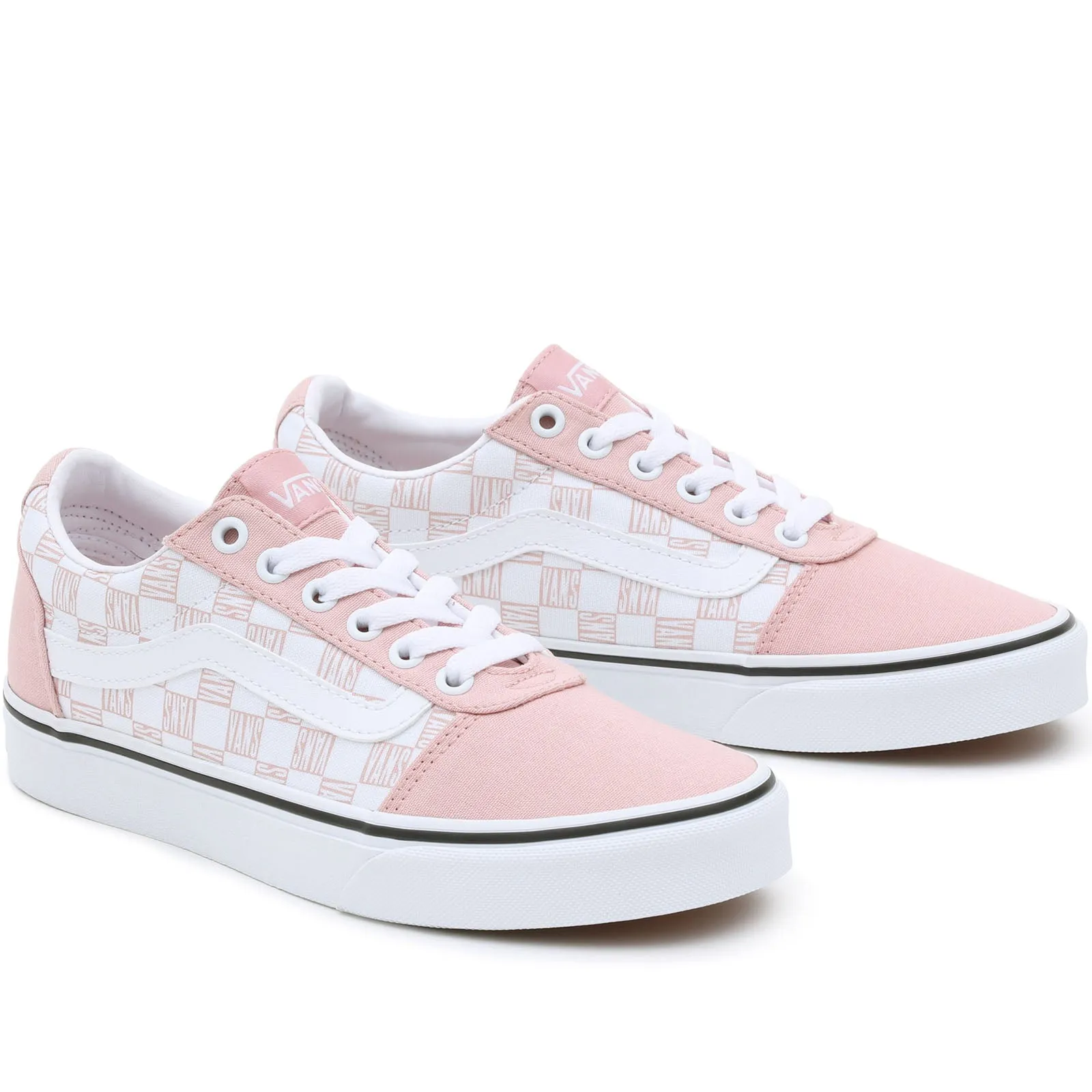 Vans Womens Ward Canvas Low Rise Check Trainers  - White/Pink