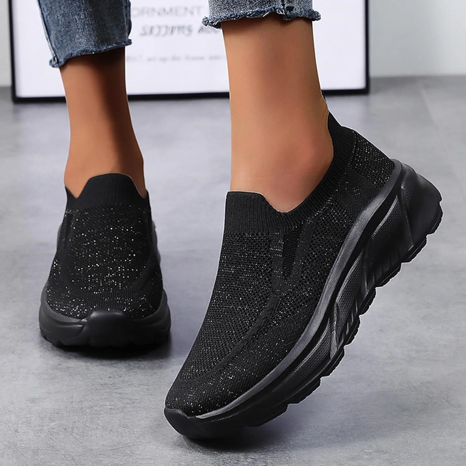 Walking Shoes Women Slip On Sneakers Casual Comfortable Mesh Breathable Tennis Shoes Non Slip Workout Athletic Shoes