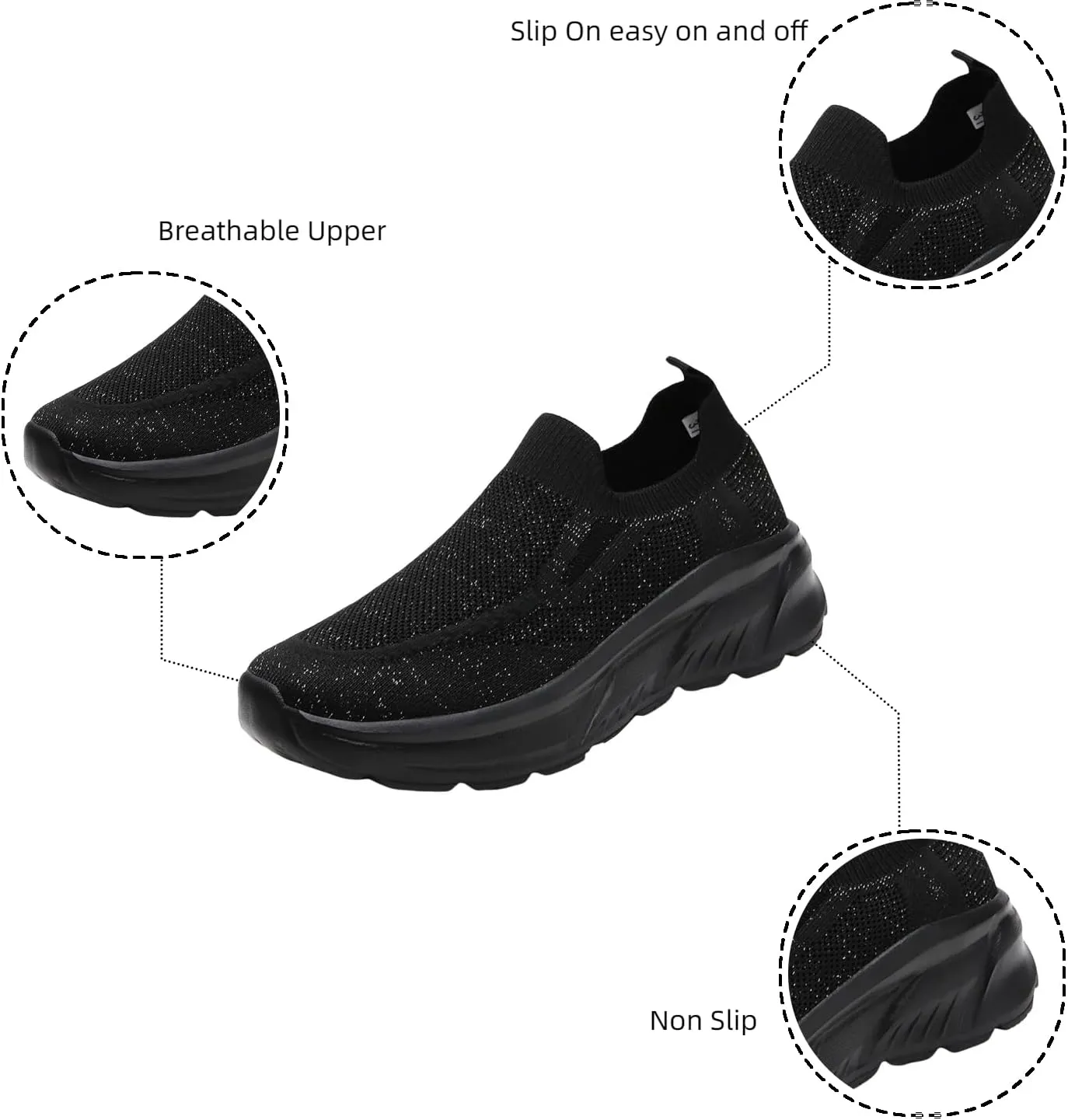 Walking Shoes Women Slip On Sneakers Casual Comfortable Mesh Breathable Tennis Shoes Non Slip Workout Athletic Shoes