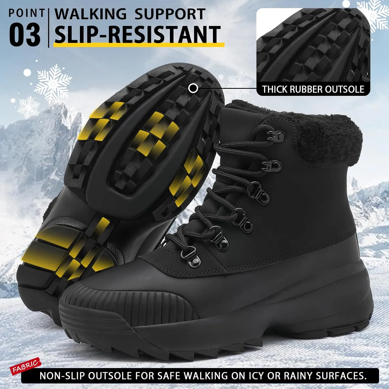 Waterproof Winter Snow Boots for WomenInsulated-Warm Fur-Lined BootiesNon-Slip Cushion Outdoor Walking BootsLightweight Comfortable Casual Suede Leather Short Boots