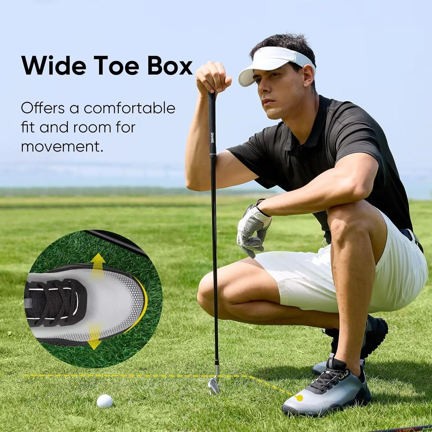 Wide Golf Shoes for Men Spikeless Professional Outdoor Waterproof Golfing Footwears Sneakers with Arch Support