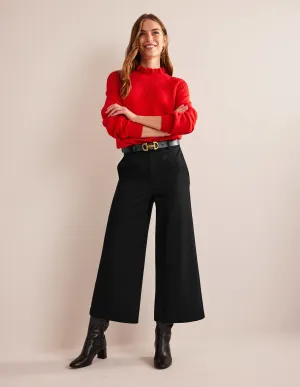 Wide-Leg Ponte Culottes-Black