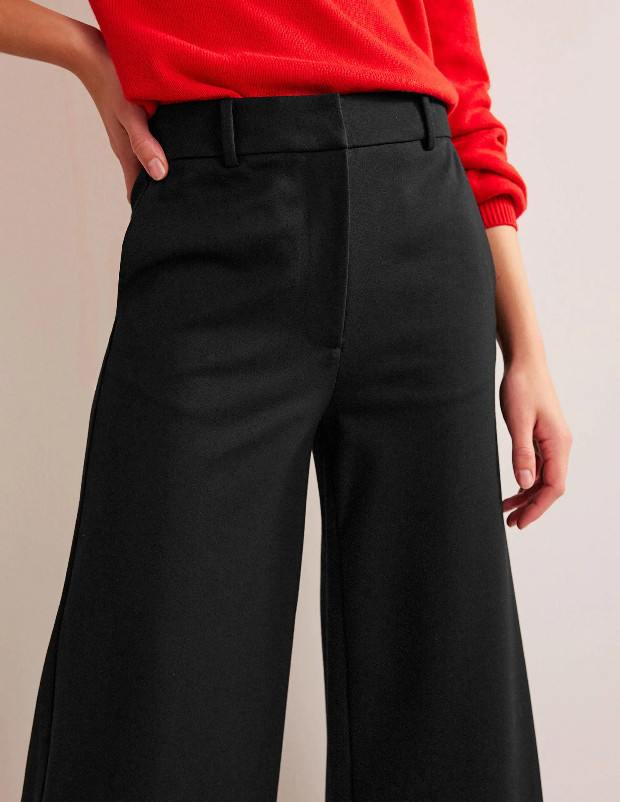 Wide-Leg Ponte Culottes-Black