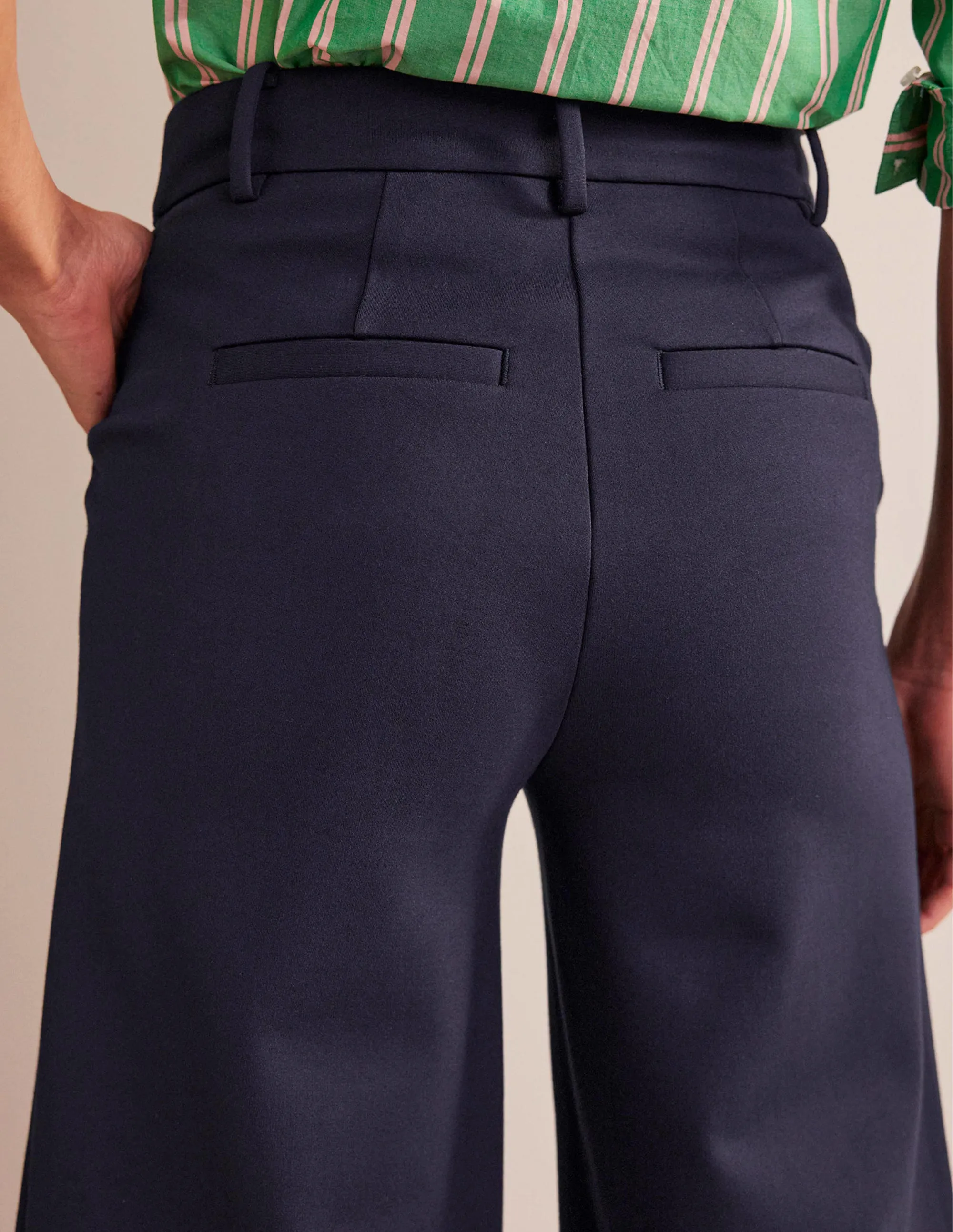 Wide-Leg Ponte Culottes-Navy