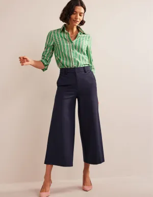Wide-Leg Ponte Culottes-Navy