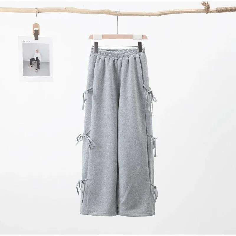 Women's Casual Bow Lace-Up Pants – Soft Wide-Leg Trousers for Spring/Summer