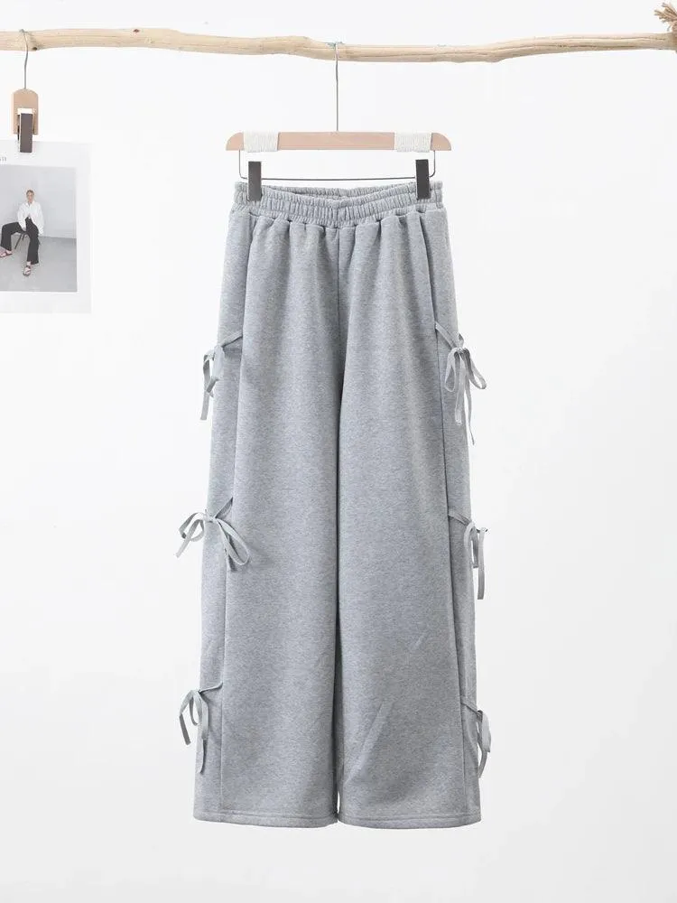 Women's Casual Bow Lace-Up Pants – Soft Wide-Leg Trousers for Spring/Summer