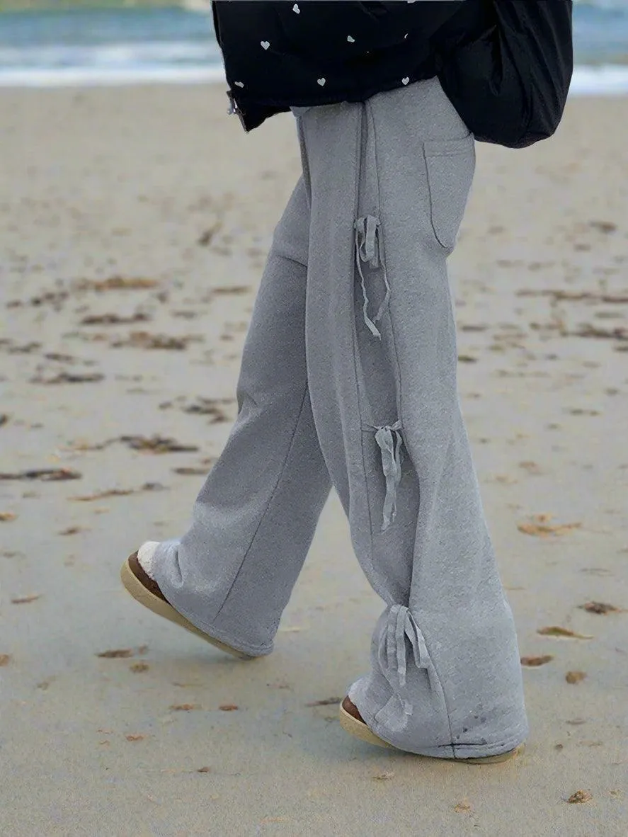 Women's Casual Bow Lace-Up Pants – Soft Wide-Leg Trousers for Spring/Summer