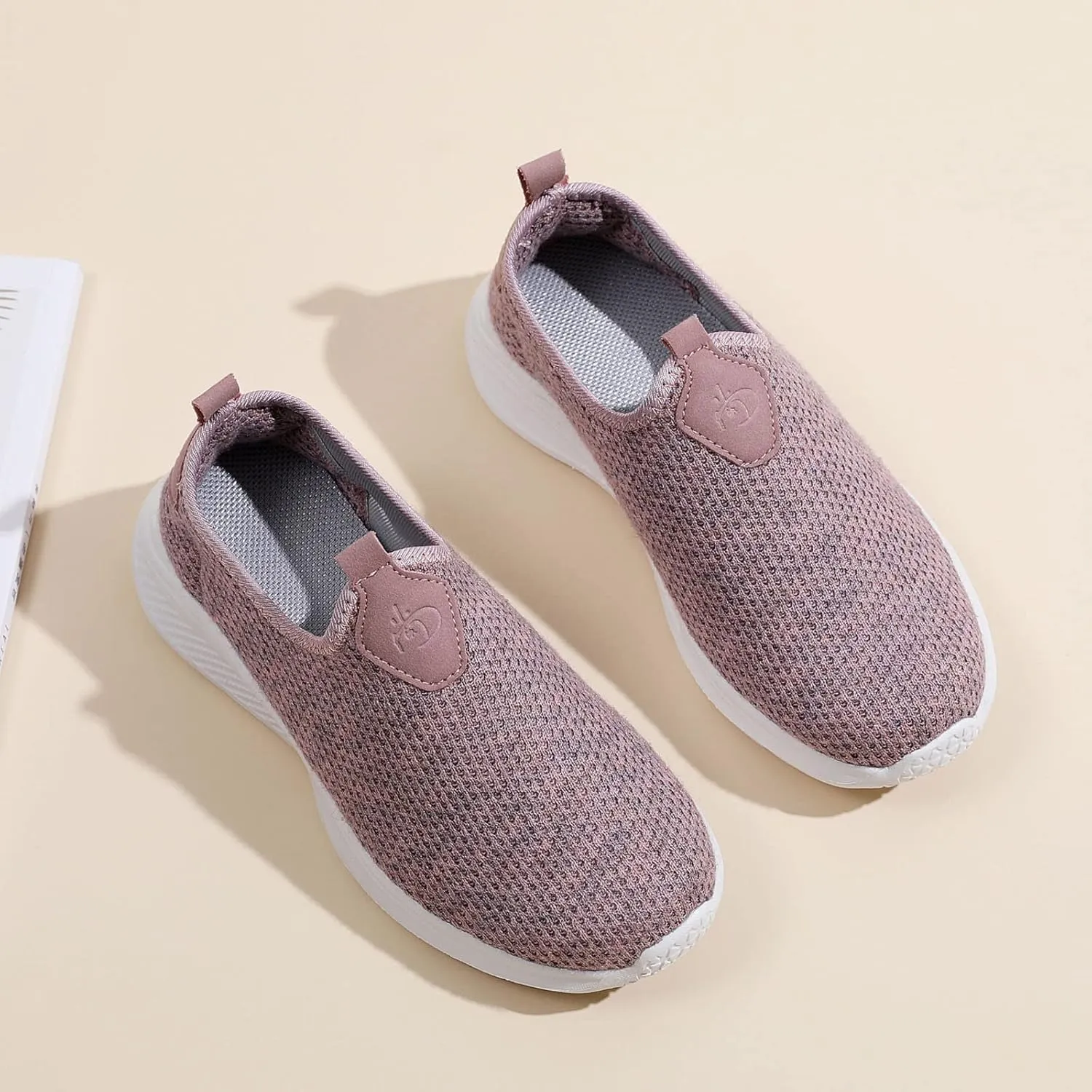 Womens Flat Slip On Sneakers Casual Walking Shoes Lightweight Canvas Comfortable Elastic Non Slip Loafers