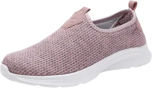 Womens Flat Slip On Sneakers Casual Walking Shoes Lightweight Canvas Comfortable Elastic Non Slip Loafers