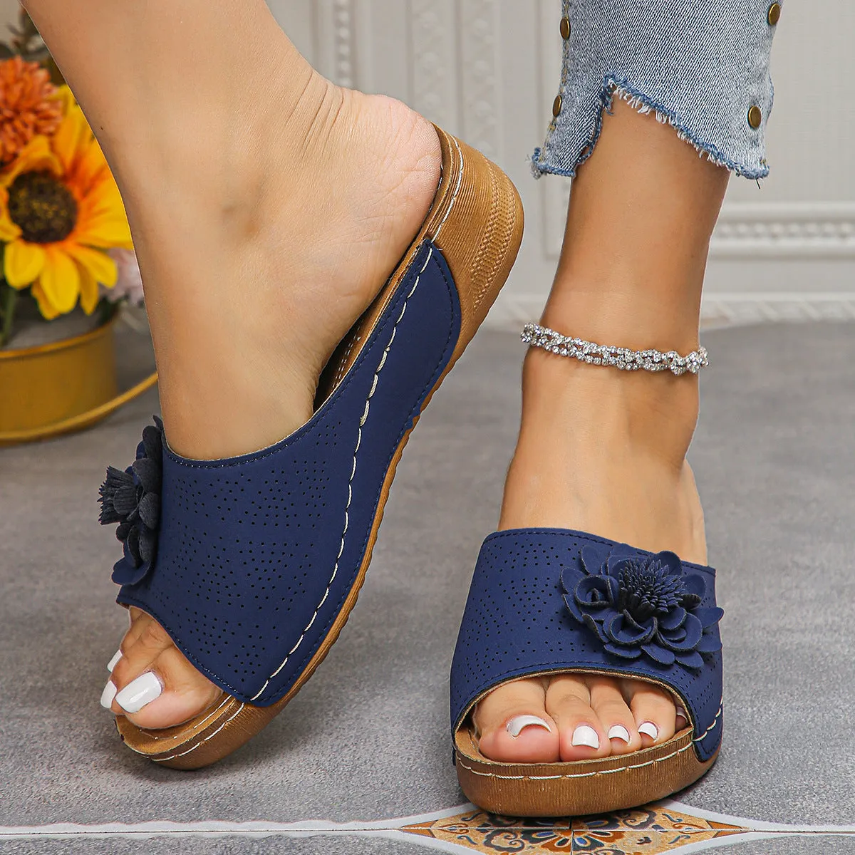 Women's Flower Wedge Sandals