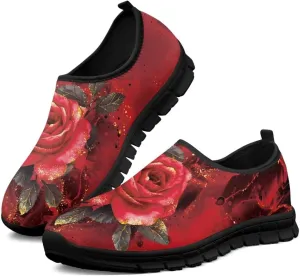 Women's Rose Sneaker Casual Low Top Lightweight Running Shoes Cozy Slip On Anti-Skid Outdoor Walking Sneaker for Ladies US 5.5-11.5