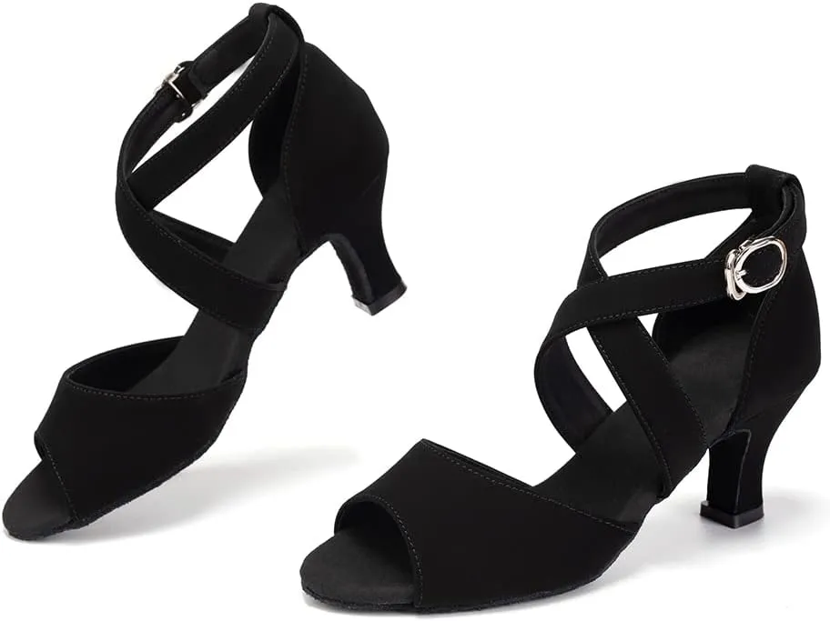 YKXLM Ballroom Dance Shoes Women Latin Salsa Practice Performance Dancing Shoes