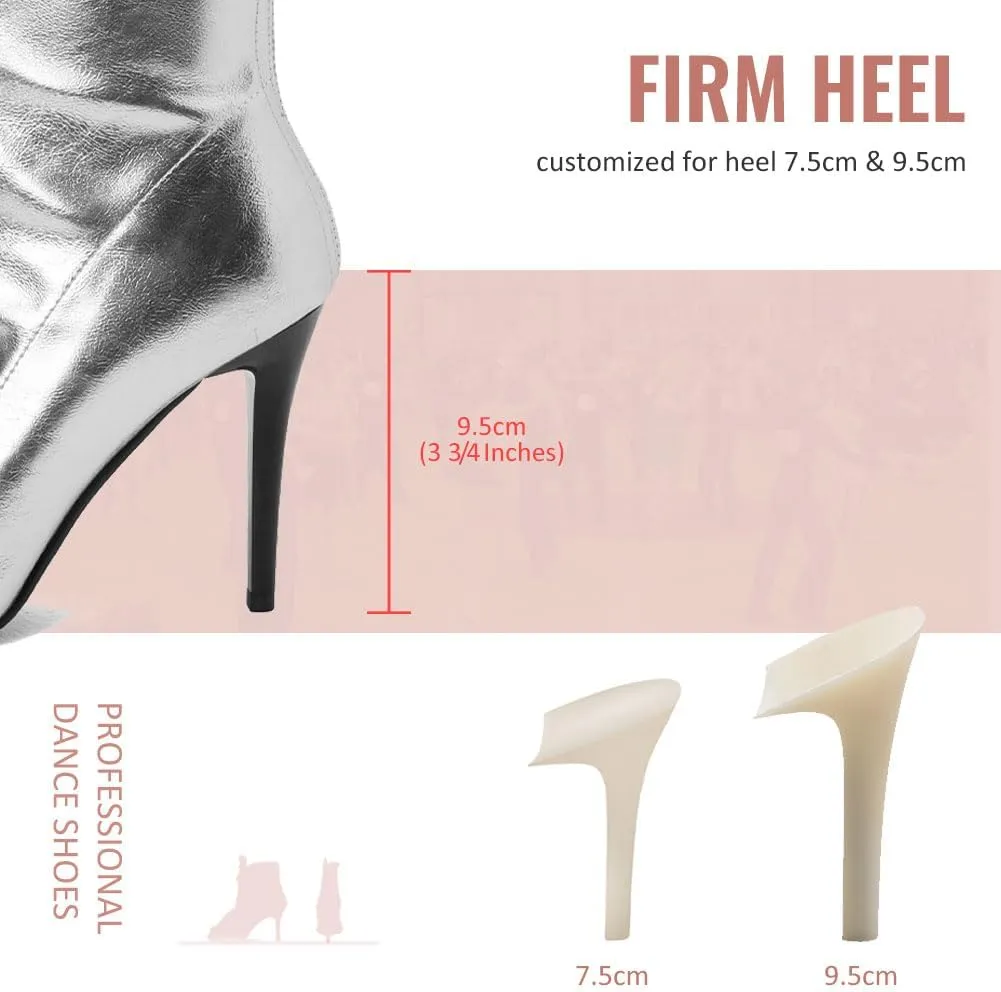 YKXLM Latin Salsa Ballroom Dance Shoes for Women with Zipper Ankle Open Toe Dancing Boots